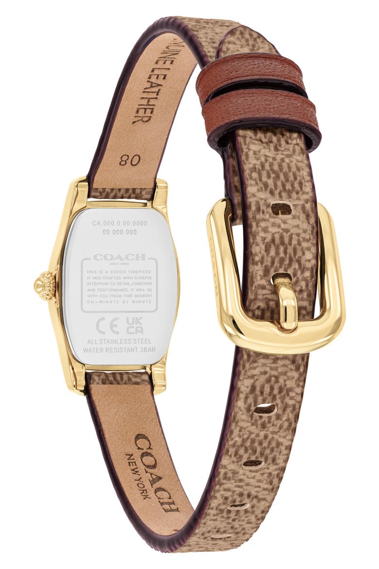 Greta Leather Strap Watch, 15.3mm, Alternate, color, SILVER WHITE