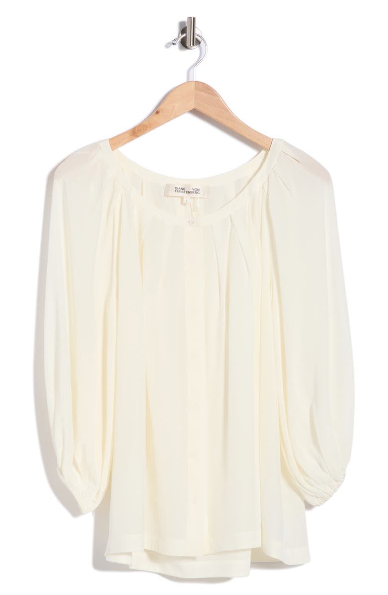 DVF Eden Silk Long Sleeve Top, Main, color, Ivory