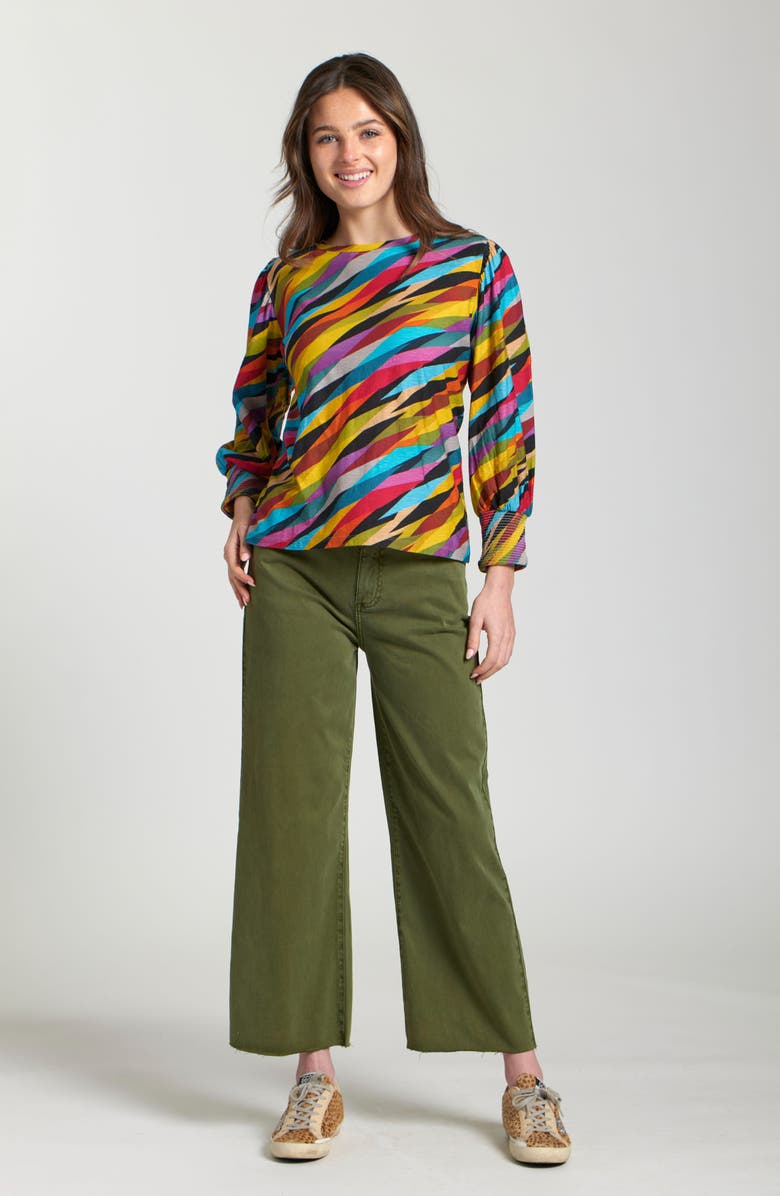 APNY Floral Print Cotton Slub Top, Alternate, color, Turquoise Multi