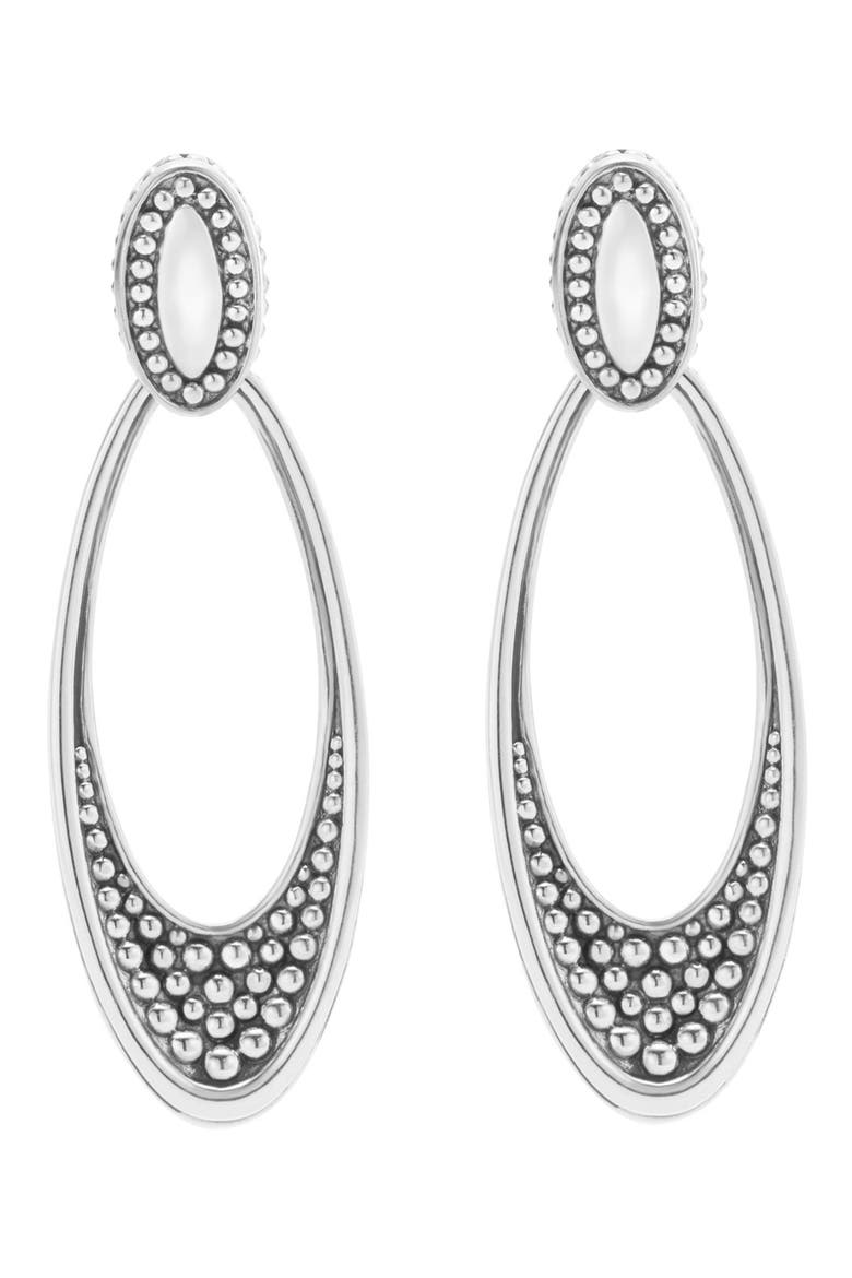 'Signature Caviar' Omega Drop Earrings, Main, color, SILVER