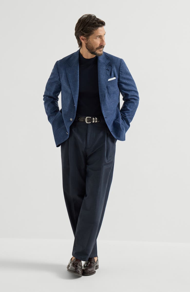 Brunello Cucinelli Prince of Wales deconstructed blazer, Alternate, color, Denim