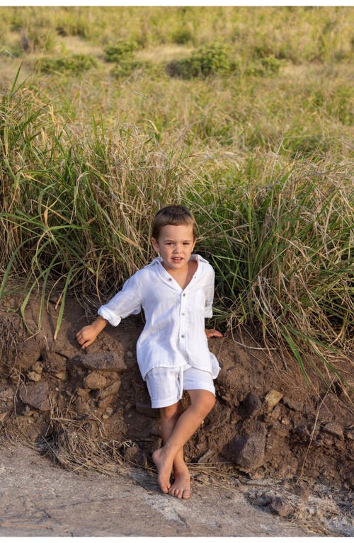 Mer St. Barth Remi Boy's Button Front Shirt White In White