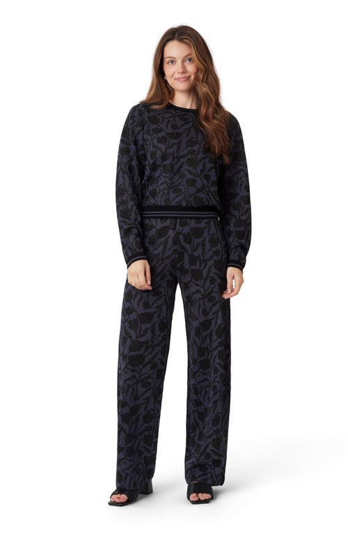Scotch & Soda Floral Jacquard Crewneck Sweater In Black