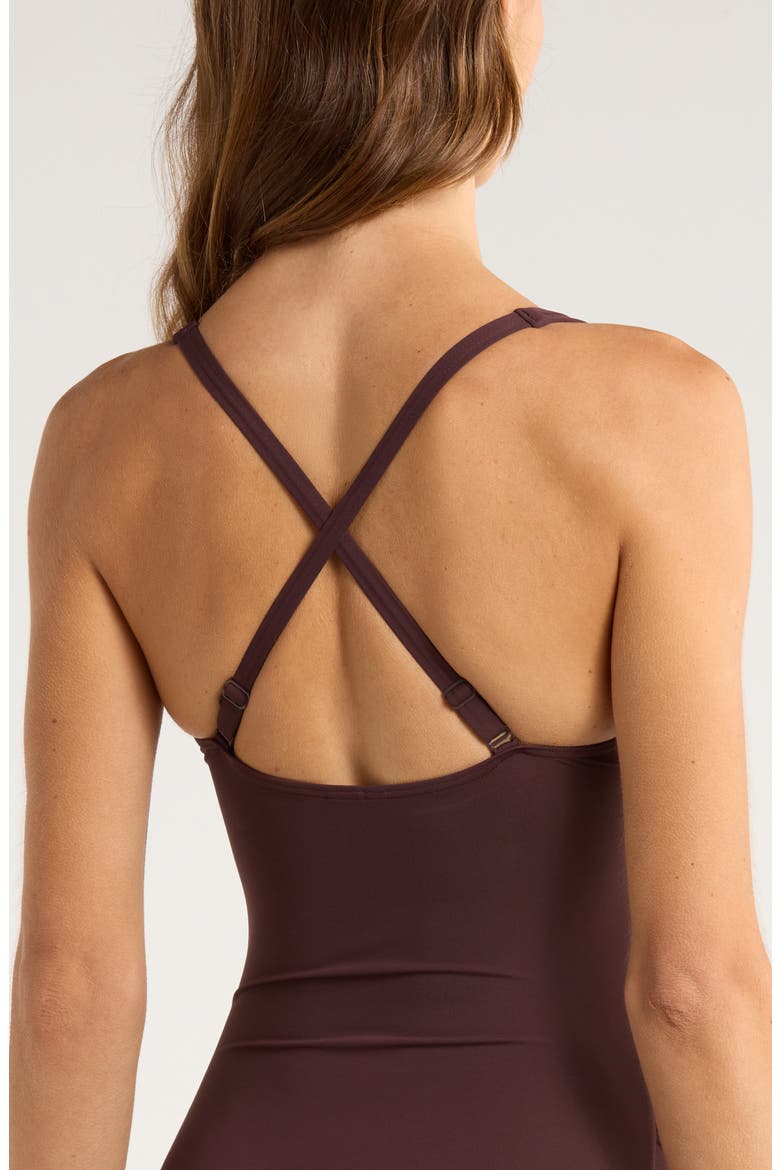 Cross Front One-Piece Swimsuit, Alternate, color, COCOA