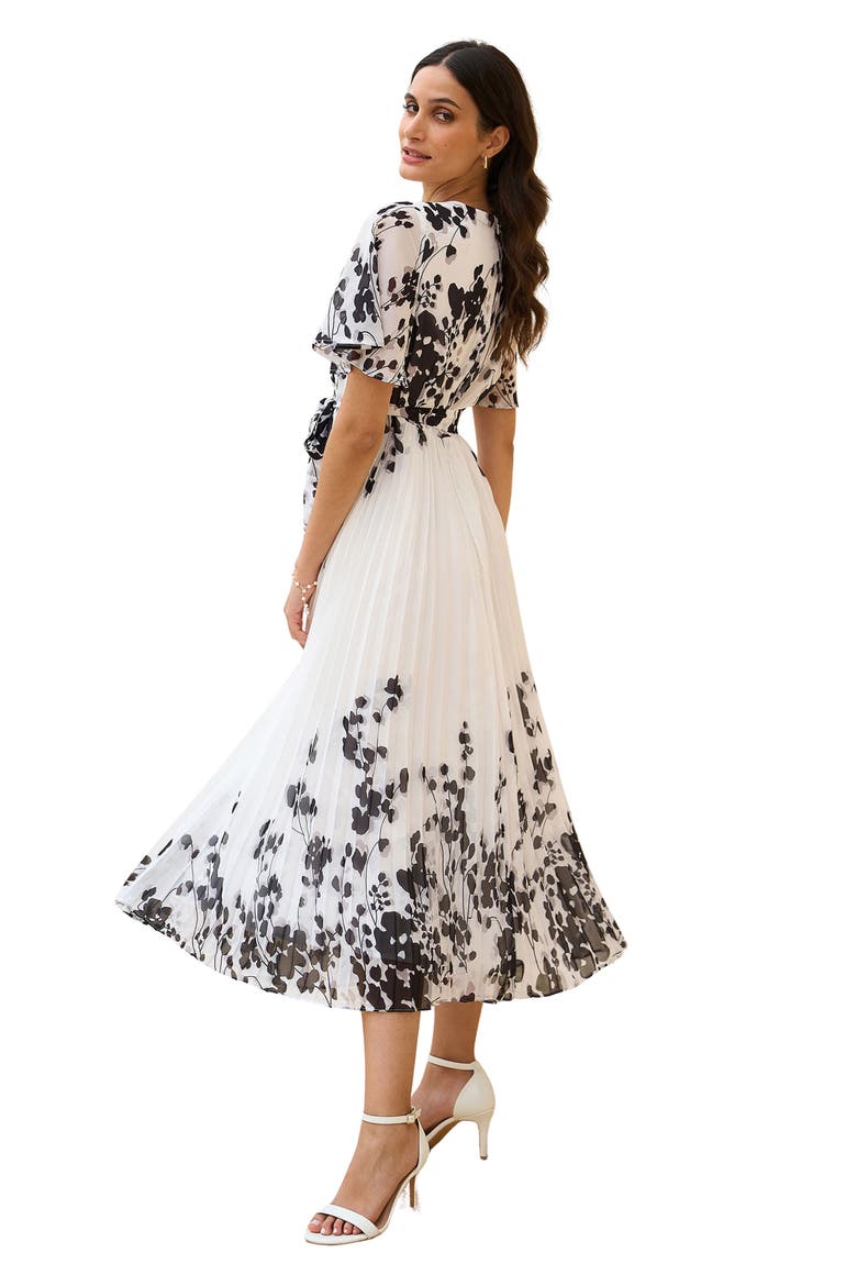 Short Sleeve Pleated Midi Dress, Alternate, color, White