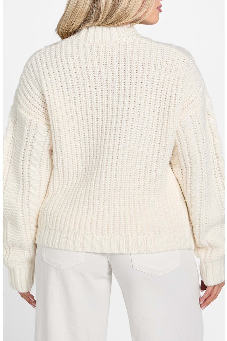 Nathalie Cable Mock Neck Sweater, Alternate, color, IVORY