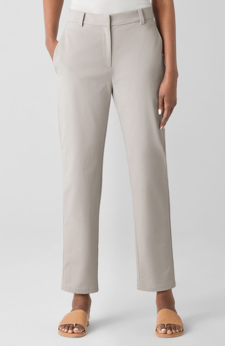 Eileen Fisher High Waist Ankle Tapered Pants, Main, color, Chalk