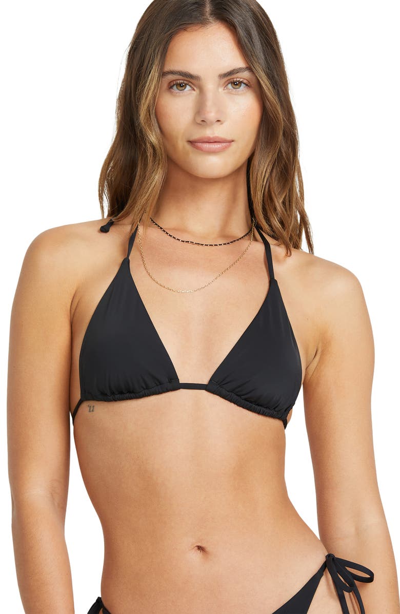 Billabong Sol Searcher Triangle Bikini Top, Alternate, color, Black Pebble
