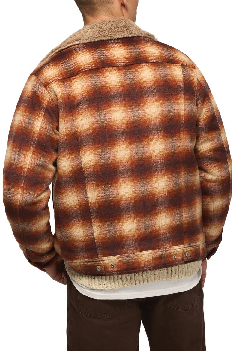Faux Fur Lined Plaid Flannel Jacket, Alternate, color, RED PLAID