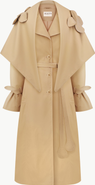 Malva Florea Relaxed Trench Coat With Detachable Scarf and Floral Appliques
