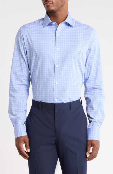 Slim Fit Stretch Plaid Dress Shirt