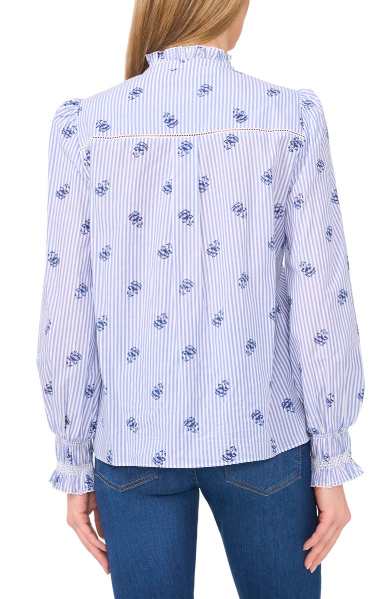 CeCe Ruffle Neck Long Sleeve Cotton Poplin Shirt, Alternate, color, 