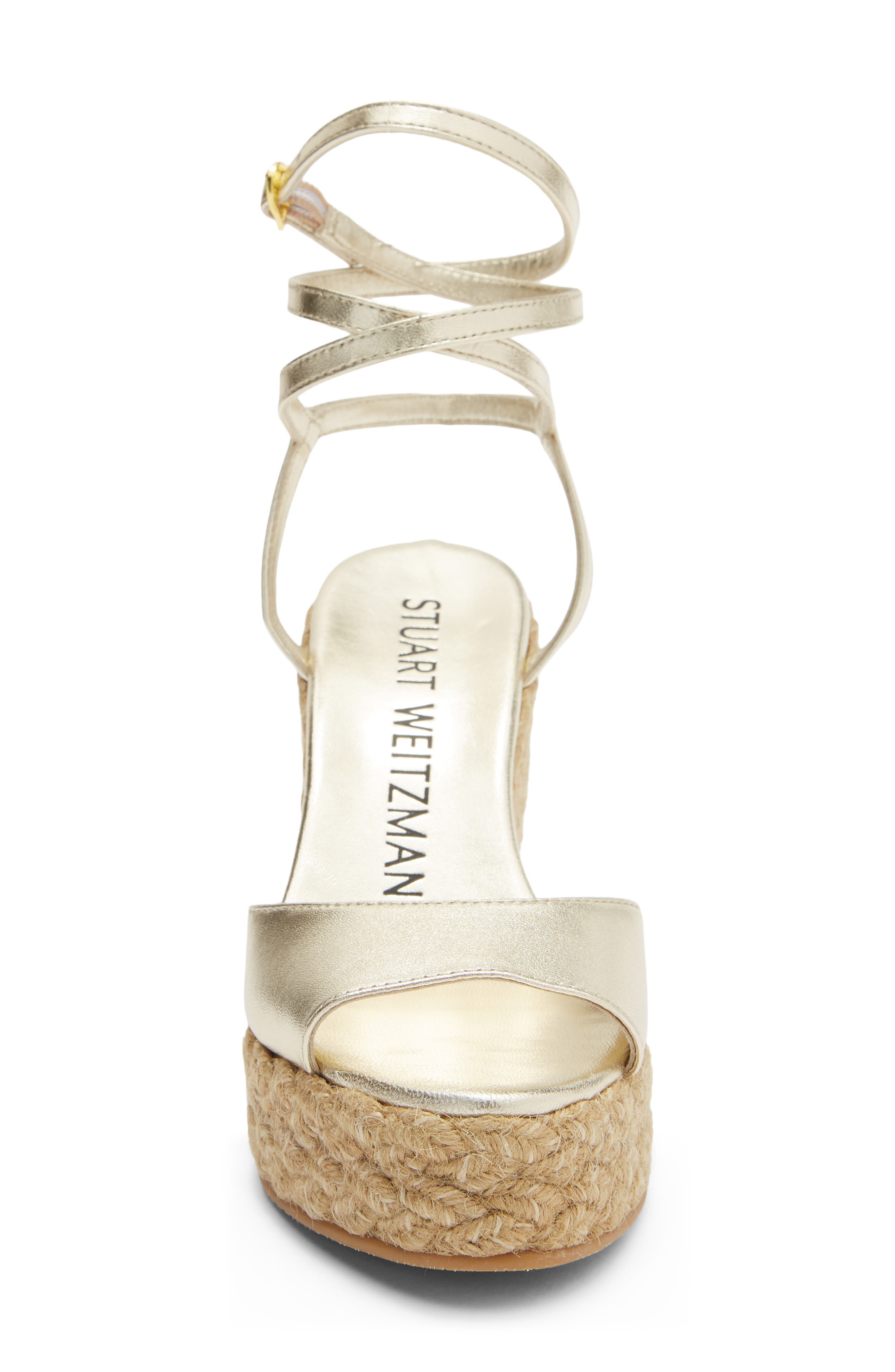 Stuart Weitzman Brylnde Espadrille Wedge Sandal, Alternate, color, Light Gold/ Natural