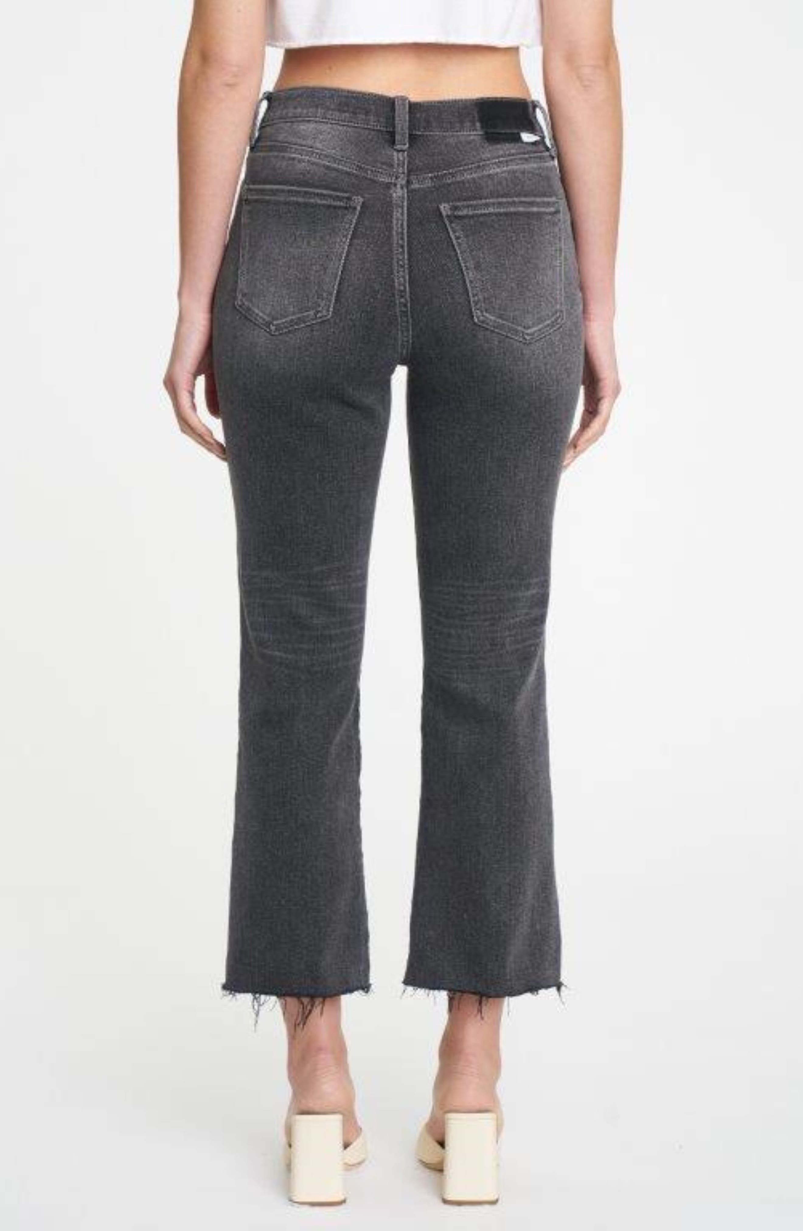 DAZE Shy Girl High Waist Raw Hem Crop Flare Jeans | Nordstromrack