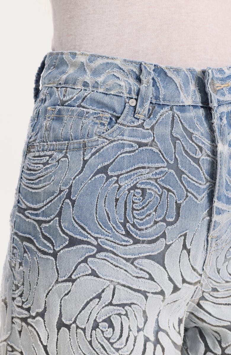 Bayeas Laser Cut High Waist Wide Leg Jeans, Alternate, color, Light Blue