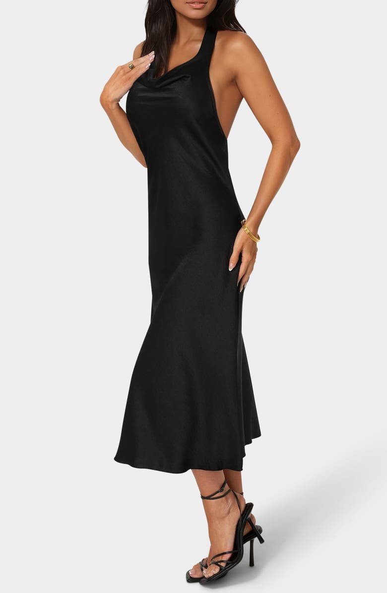 bebe Halter Neck Midi Slipdress, Alternate, color, 