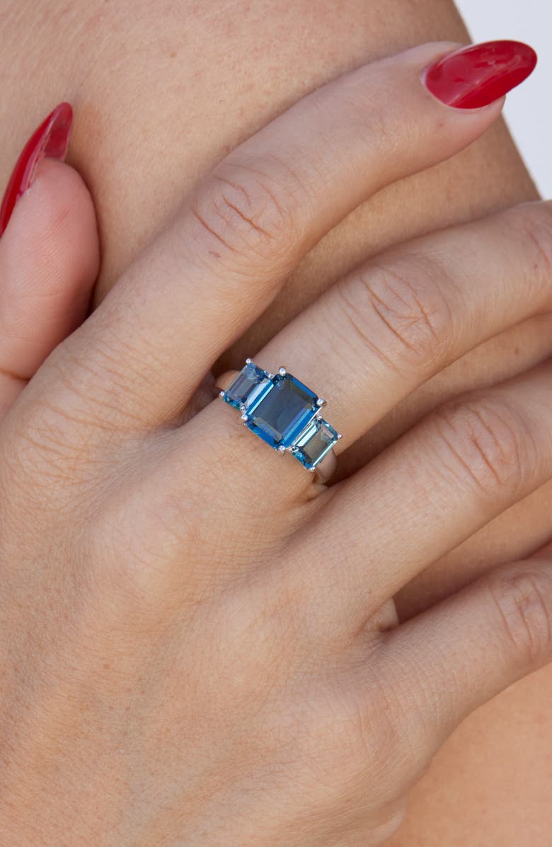 SAVVY CIE JEWELS Emerald Cut Cubic Zirconia 3-Stone Ring, Alternate, color,