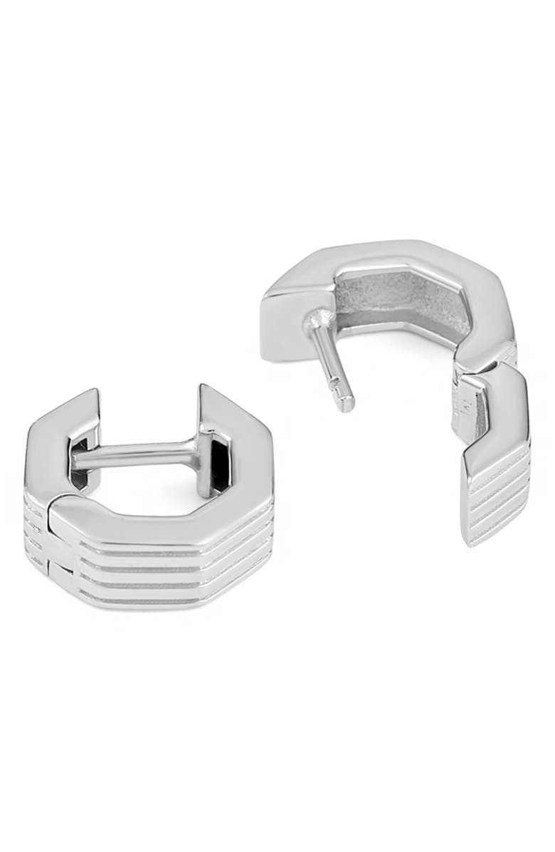 IVI Los Angeles Octagon Huggie Hoop Earrings, Alternate, color, Silver