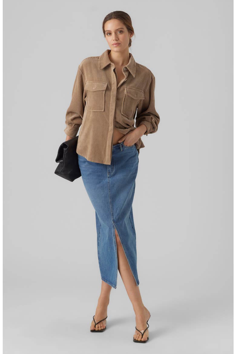 Sascha Corduroy Shirt, Alternate, color, SILVER MINK
