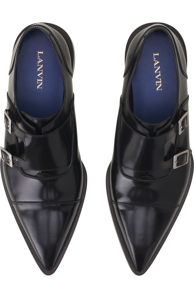 Lanvin Monk Shoes In Glossy Leather, Alternate, color, Black