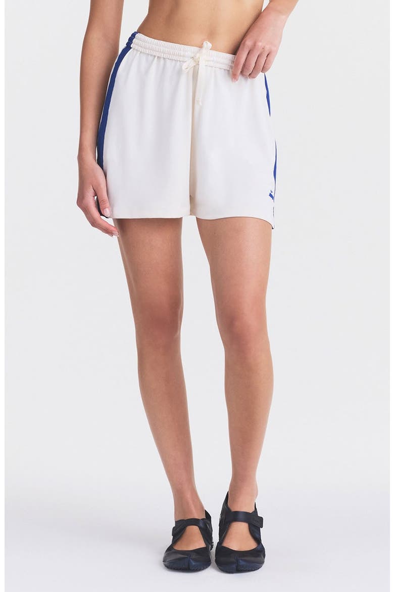 Stretch Knit Dolphin Shorts, Main, color, NSKM ACTV IVORY/ NSKM COBALT