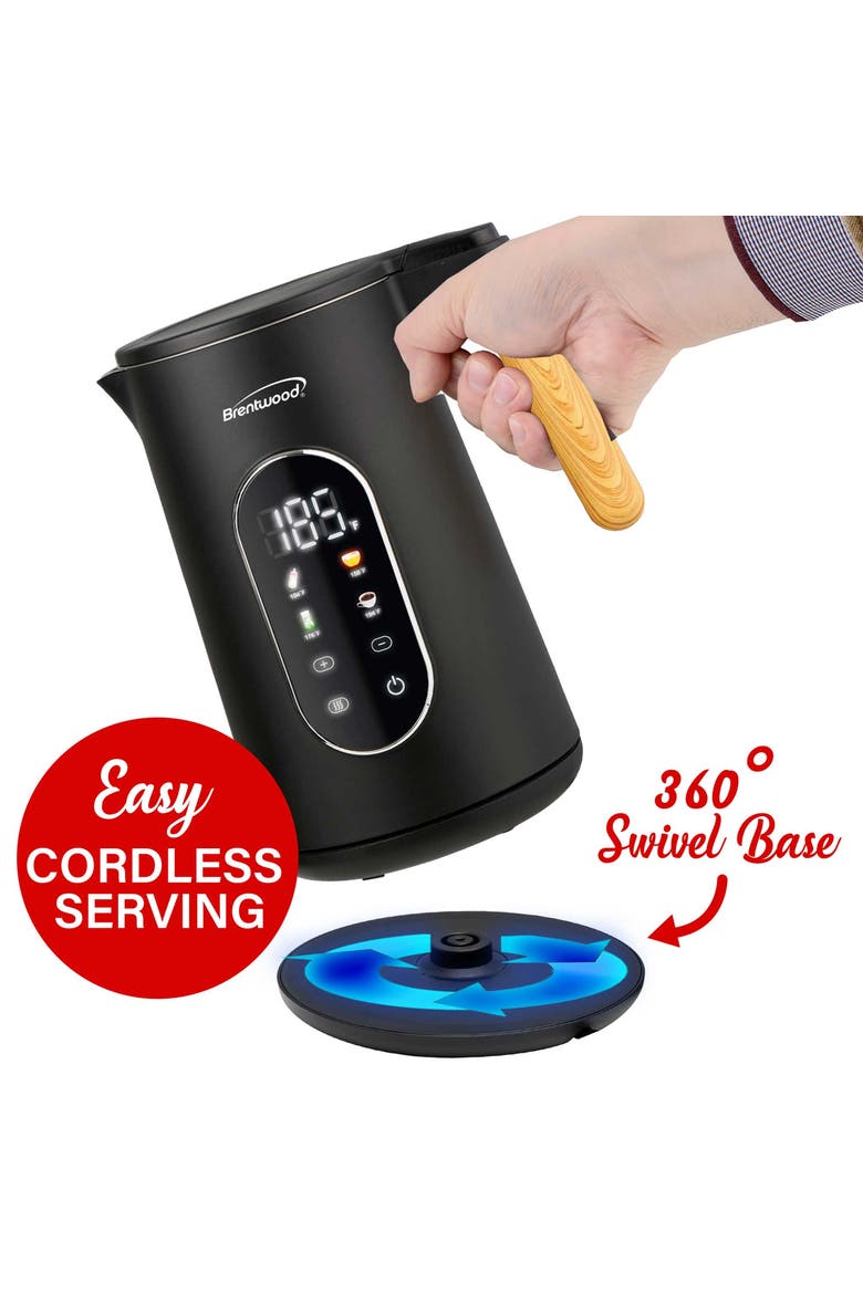 1.7L 1100W Cordless Digital Electric Kettle, Alternate, color, Black