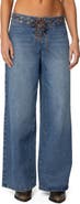 EDIKTED Stud & Grommet Wide Leg Jeans