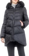 GORSKI Apres-Ski Chevron Long Parka with Detachable Toscana Lamb Hood Trim