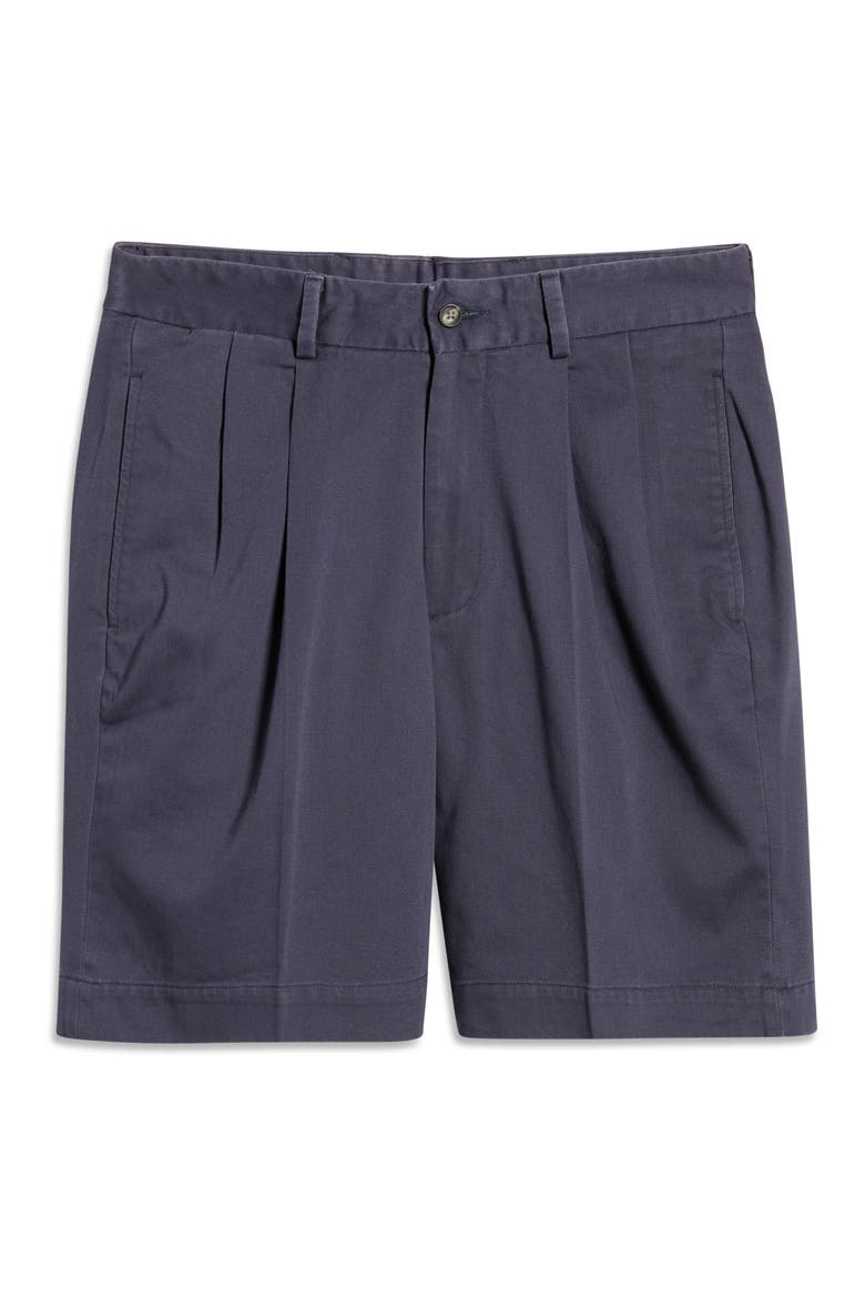 Charleston Khakis Pleated Chino Shorts, Alternate, color, NAVY