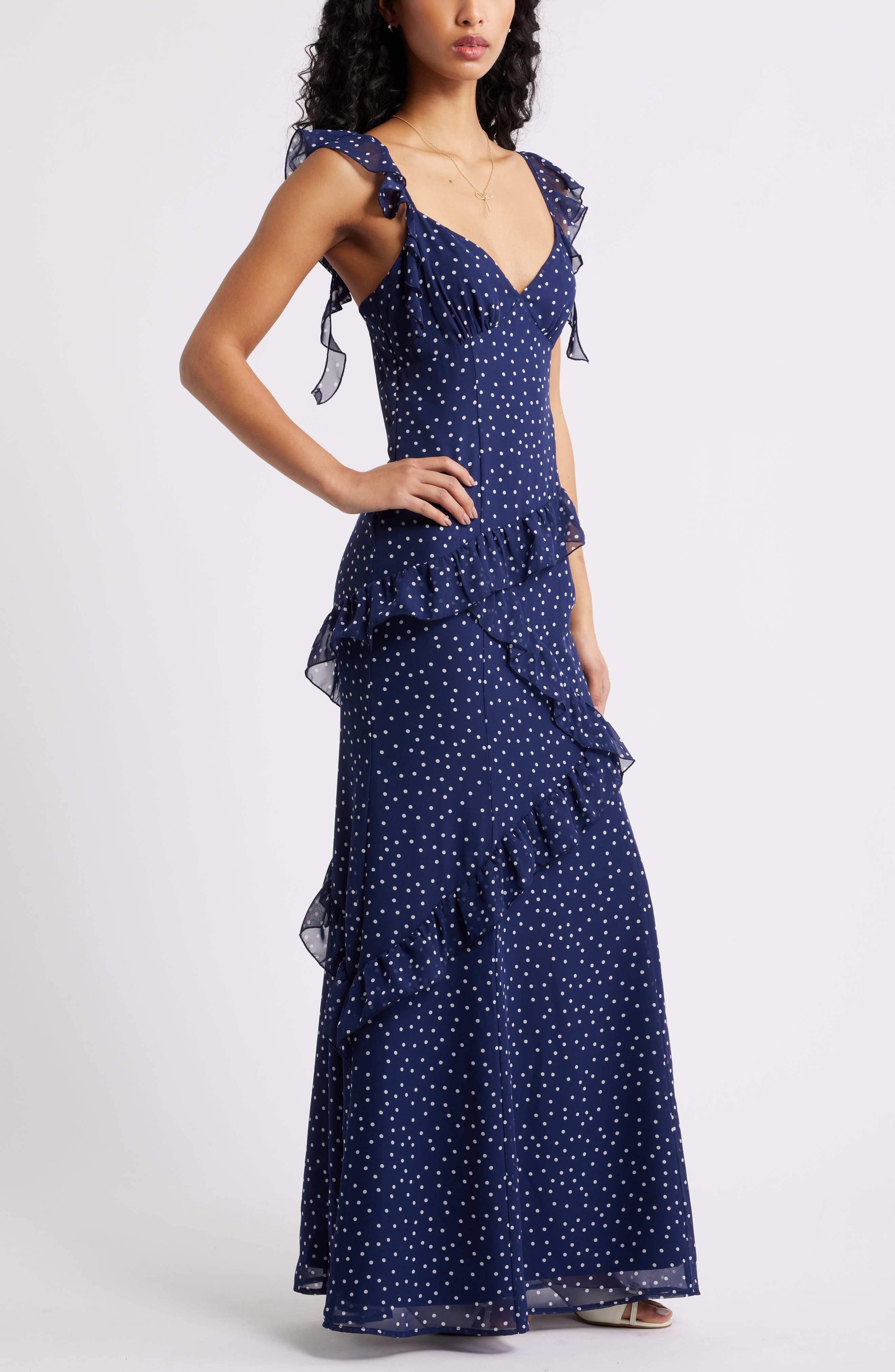ワンピース Valentino Asymmetric Tiered Ruffle Dress Asymmetric Ruffle Tiered Maxi Dress (Women) | Nordstrom