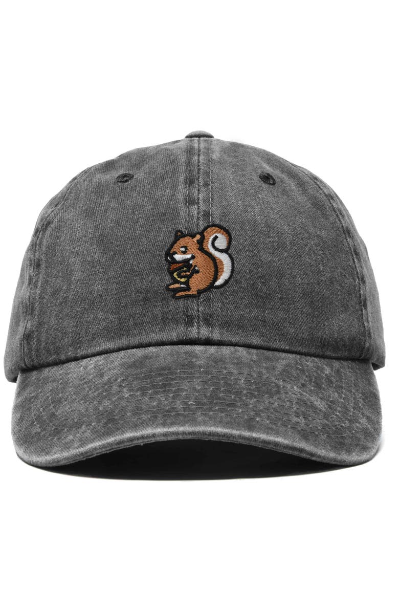 Dalix Squirrel Embroidered Outdoor Cap, Main, color, Washed Black