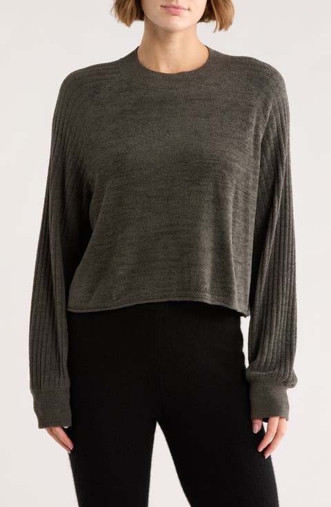 CozyChic® Ultra Lite® Mock Neck Crop Sweatshirt
