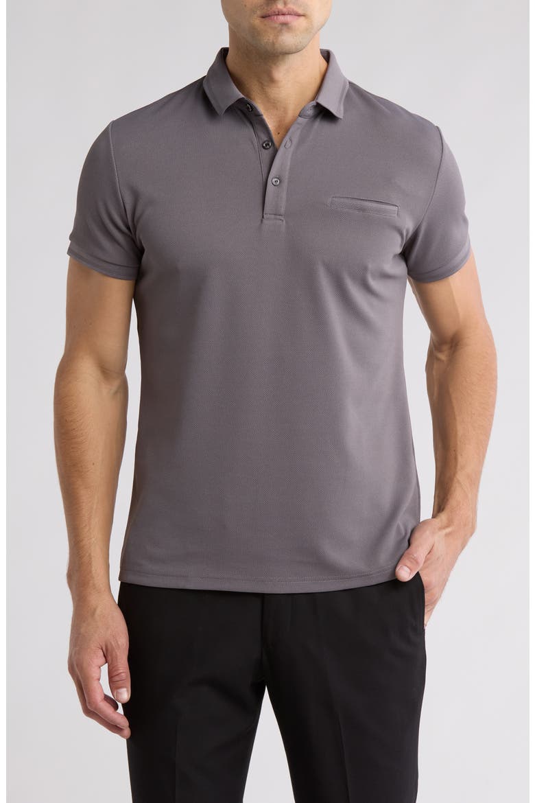 Slim Fit Stretch Polo, Main, color, ASPHALT