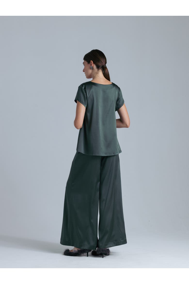 Silk Short Sleeve Shirt, Alternate, color, Rich Green