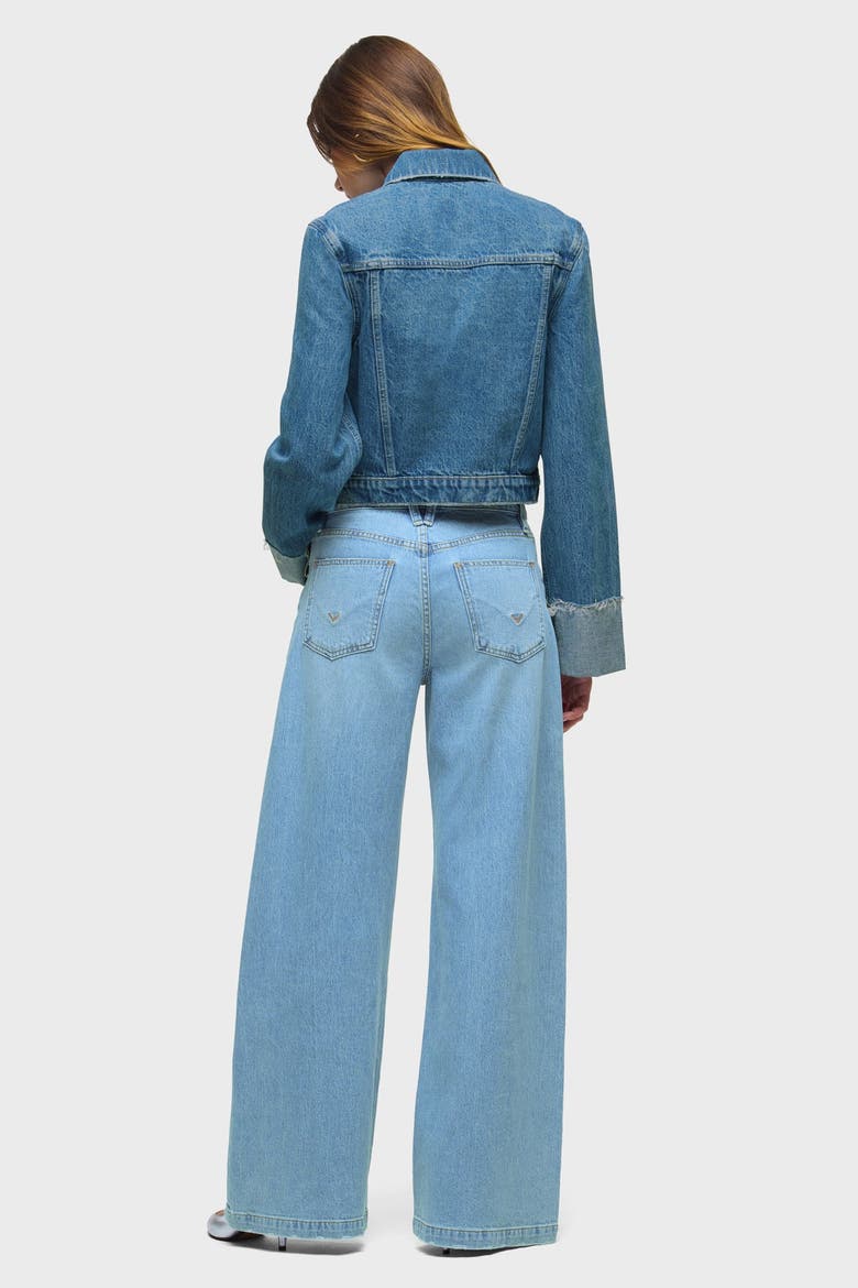 Cuffed Cropped Denim Jacket, Alternate, color, Universal