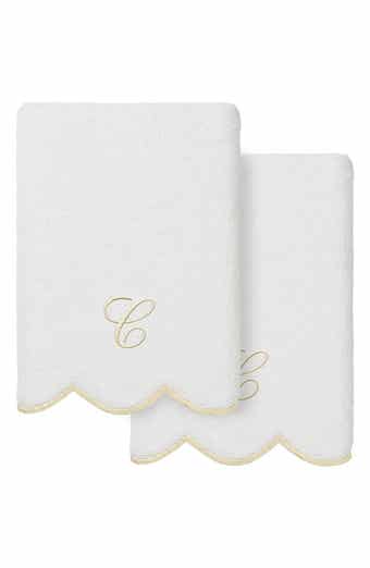 Adornia Scallop Set of 2 Monogrammed Hand Towels