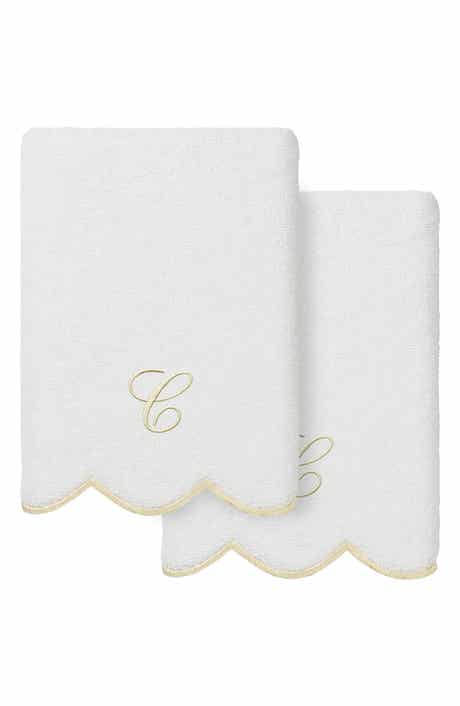 Scallop Personalized Monogram 2-Piece Hand Towel Set