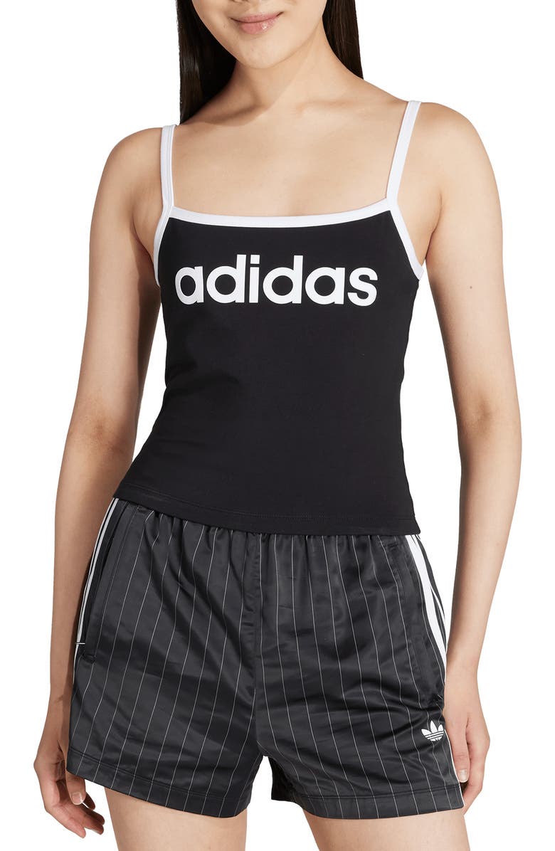 adidas Logo Camisole, Main, color, Black