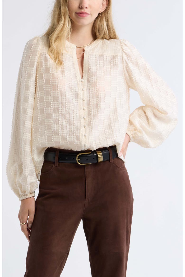 Textured Button Front Shirt, Main, color, IVORY ANTIQUE