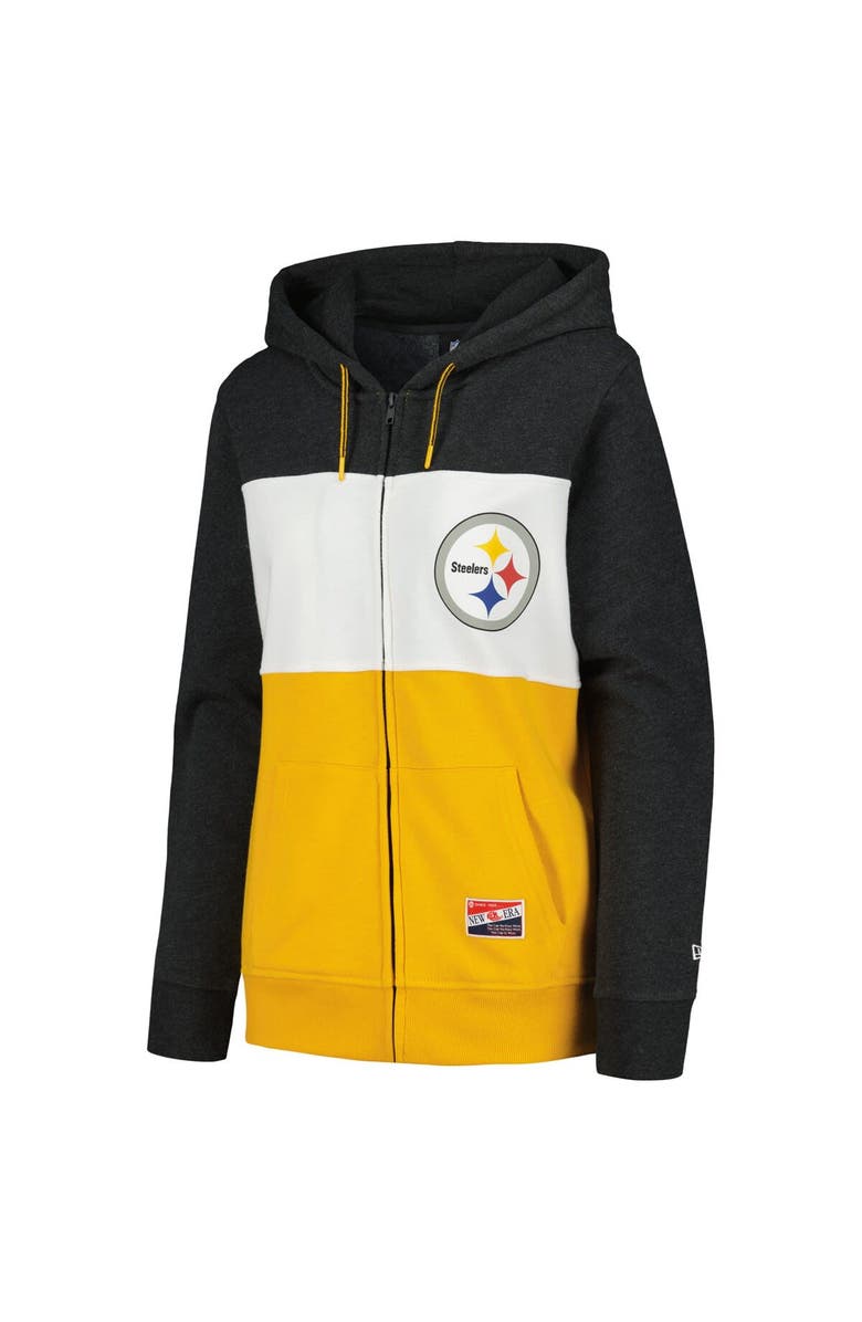New Era Women's New Era Black Pittsburgh Steelers Color-Block Full-Zip Hoodie, Alternate, color, 