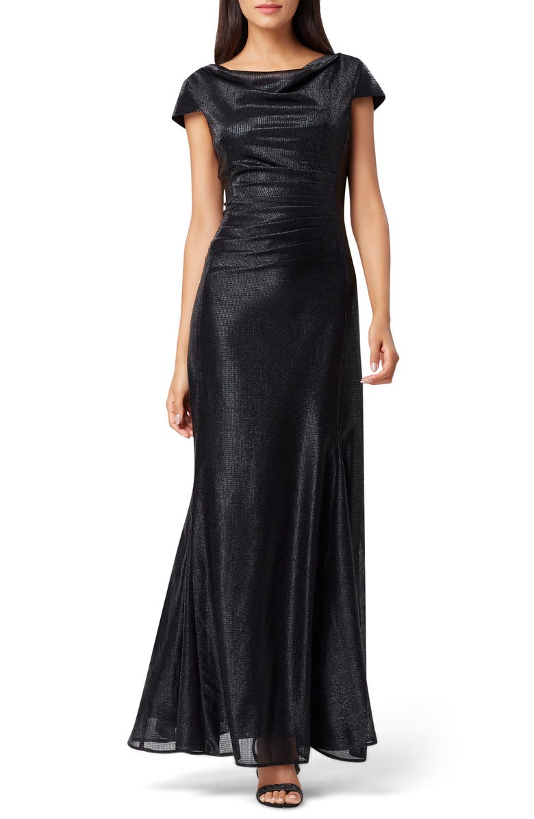 Tahari Stretch Metallic A-Line Gown, Main, color,