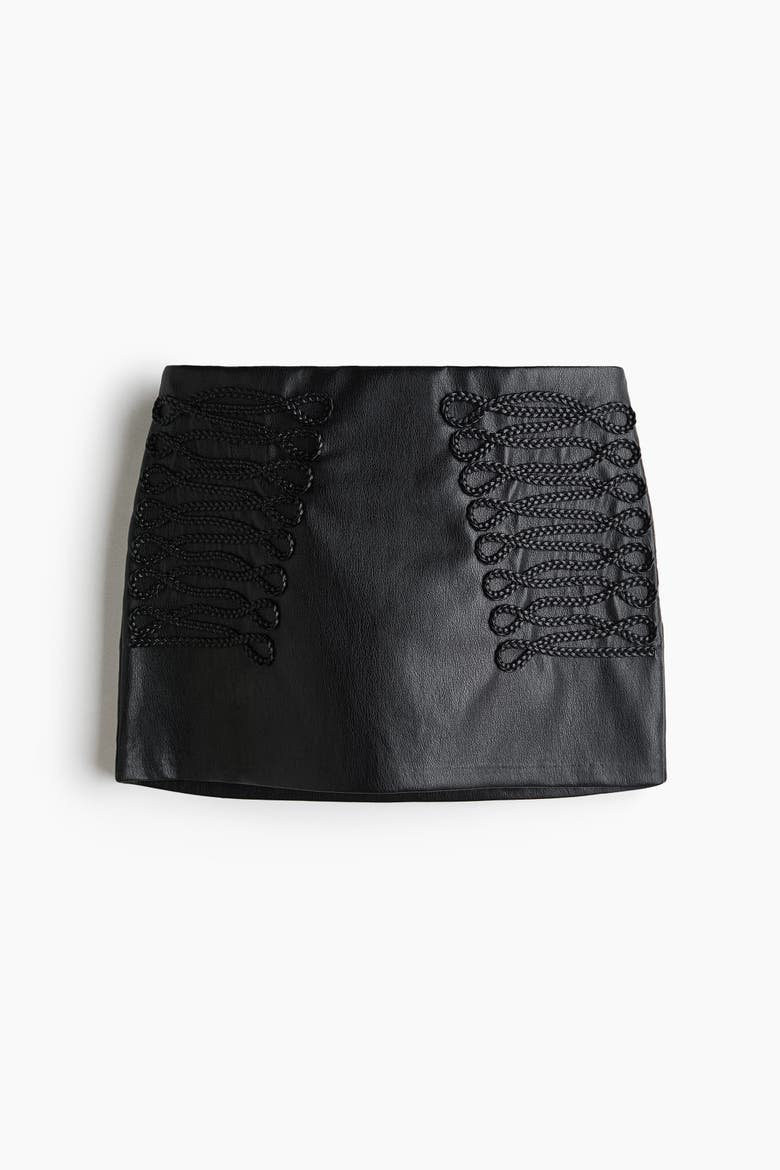 Braided-Detail Skirt, Alternate, color, Black