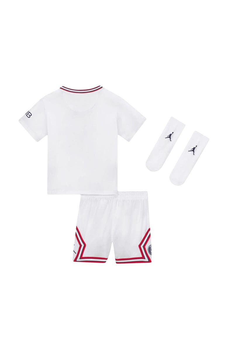 Nike Infant Jordan Brand White Paris Saint-Germain 2022/23 Fourth Stadium Kit Set, Alternate, color, White