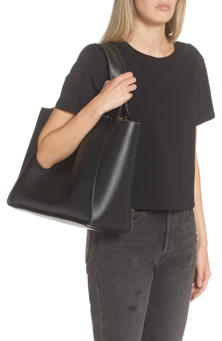 Stella McCartney Perforated Logo Faux Leather Tote, Alternate, color,