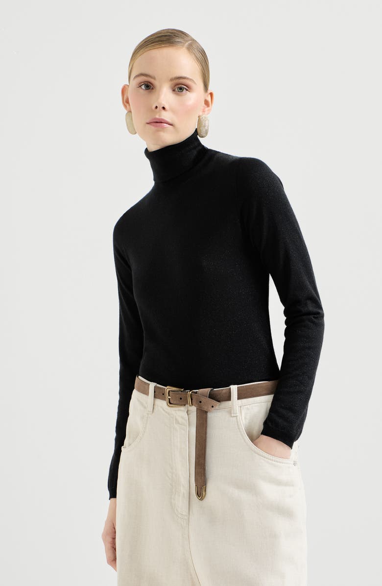 Brunello Cucinelli Cashmere and silk Sparkling sweater, Main, color, Black