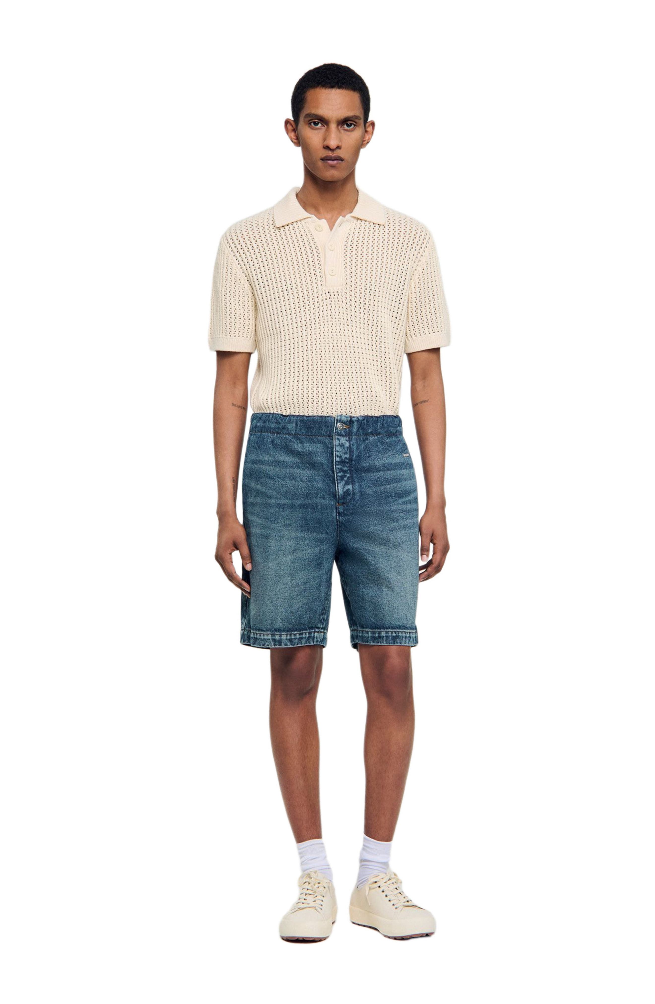 Elasticated denim shorts