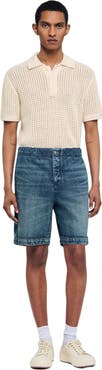 SANDRO Elasticated denim shorts