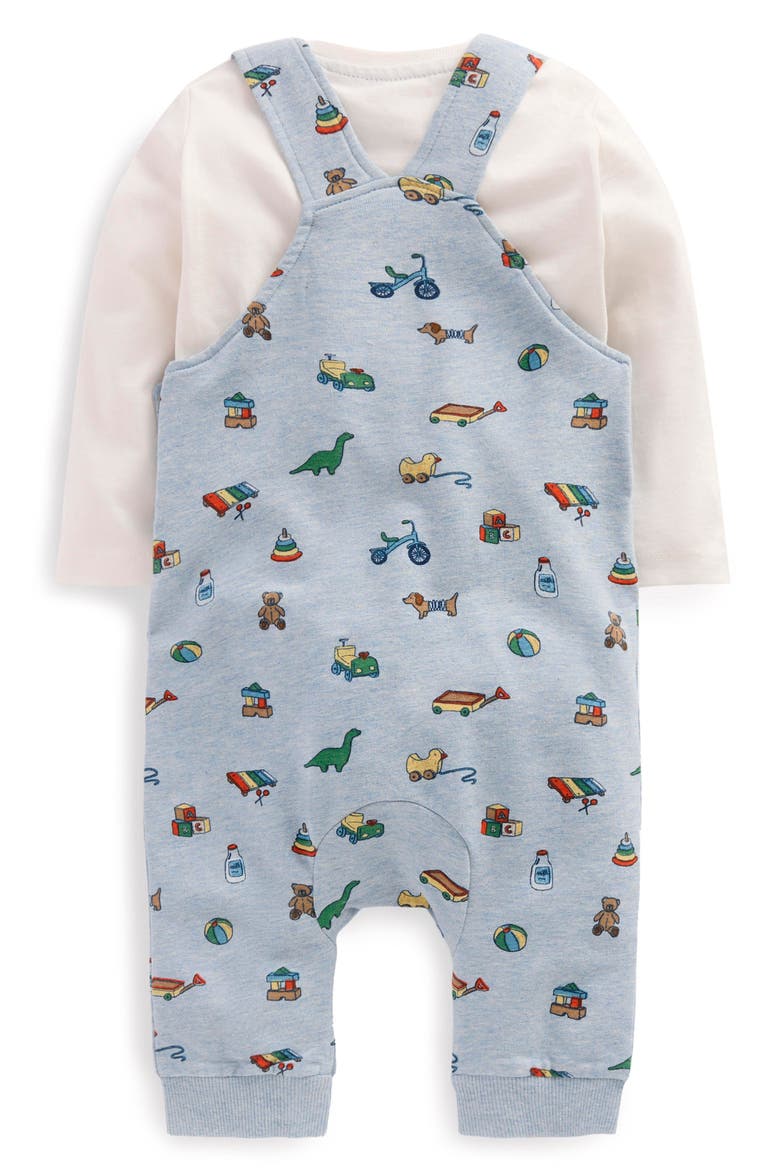 Kids' Jersey Dungaree Set, Alternate, color, BLUE MARL PLAYROOM PRINT