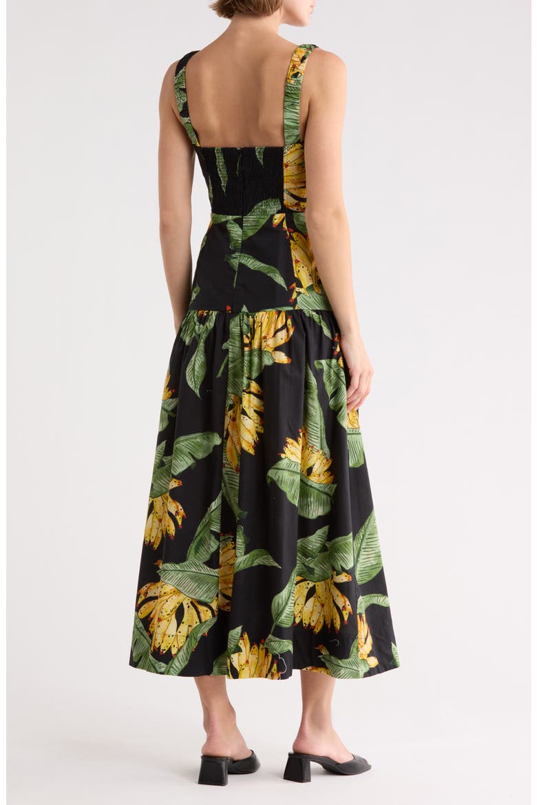 Tropical Print Fit & Flare Midi Sundress, Alternate, color, BLACK PARAISO