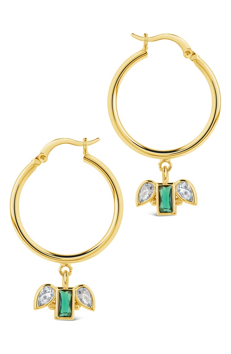 Sterling Forever 1" Infinity Cubic Zirconia Charms Hoop Earrings, Main, color,